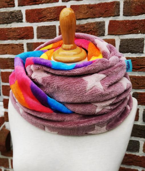 Preview: farbenfroher Regenbogen Loop-Schal