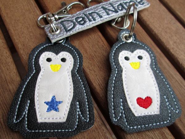 PINGUIN Schlüsselanhänger / Taschenanhänger personalisiert mit Namen bestickt
