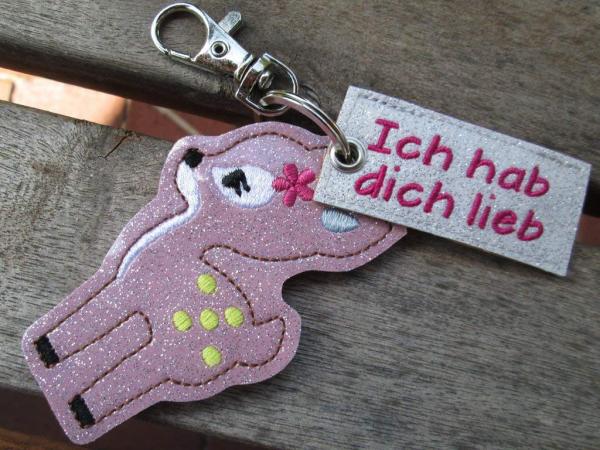 Preview: rosa Rehkitz Taschenanhänger