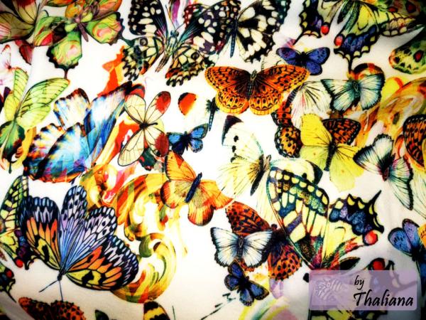 Schmetterlinge bunter Loopschal XXL kuschelig weiß