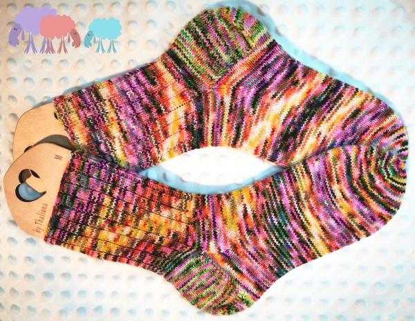 Preview: Socken 39/40 UNIKAT handgestrickt kuschelig weich waschbar knallig neon