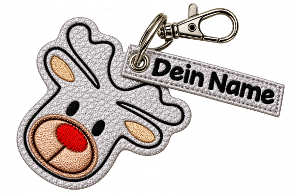 Taschenanhänger Elch mit Namensanhänger
