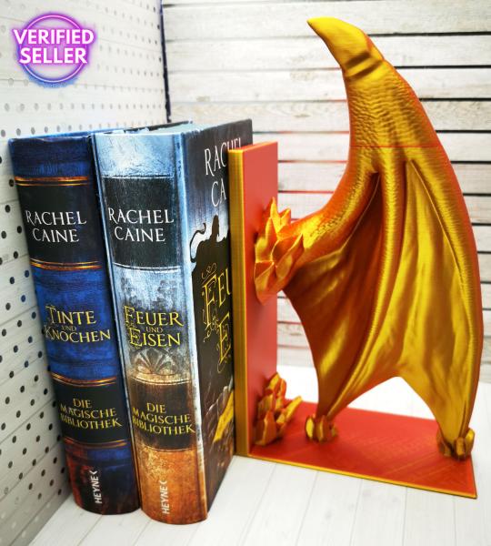 Preview: sChNäPpChEn DRACHENFLÜGEL Buchstützen groß 2er Set Unikatset 1 - nur einmal vorhanden!