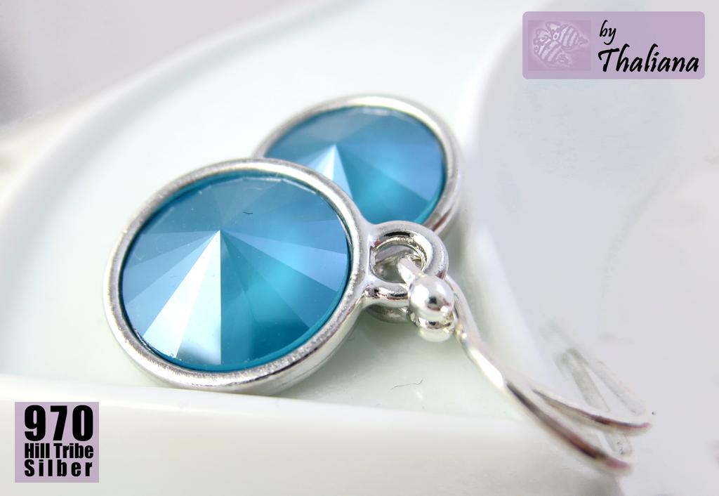 Ohrhänger AZZURA petrolfarbene Ohrringe aus Silber