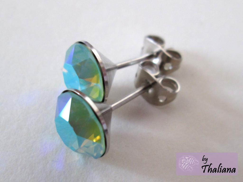 glitzerMINZE Ohrstecker opal edel elegant mintgrün