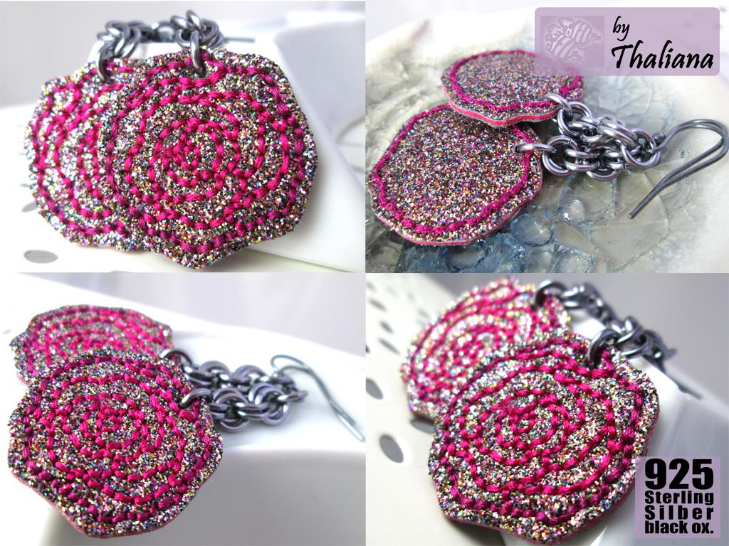 glitzerROSEN edle lange Ohrringe Rosenohrhänger