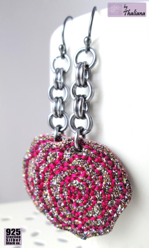 glitzerROSEN edle lange Ohrringe Rosenohrhänger