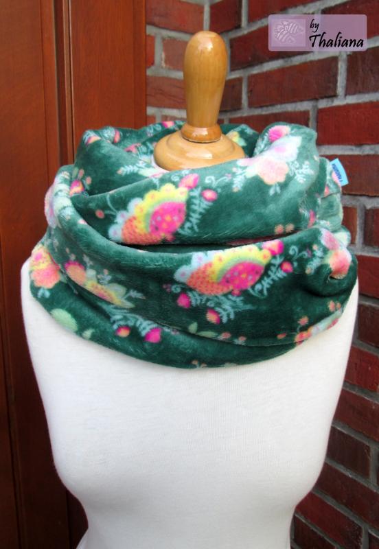 BLÜTENBOUQUET grüner Loop mit Blüten Loopschal