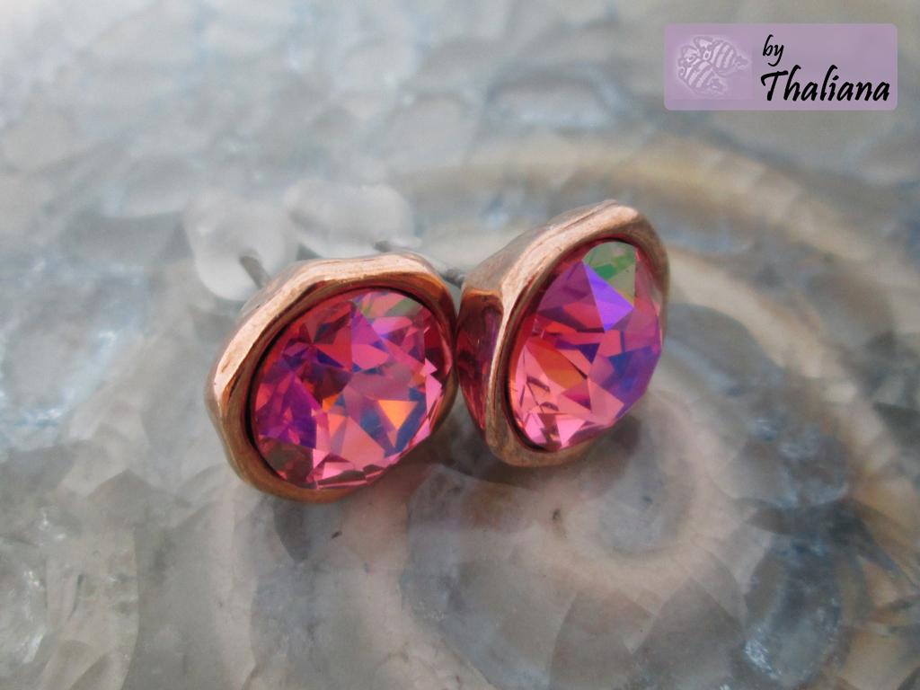 glitzernde pinke Ohrstecker Mandelblüte roségold