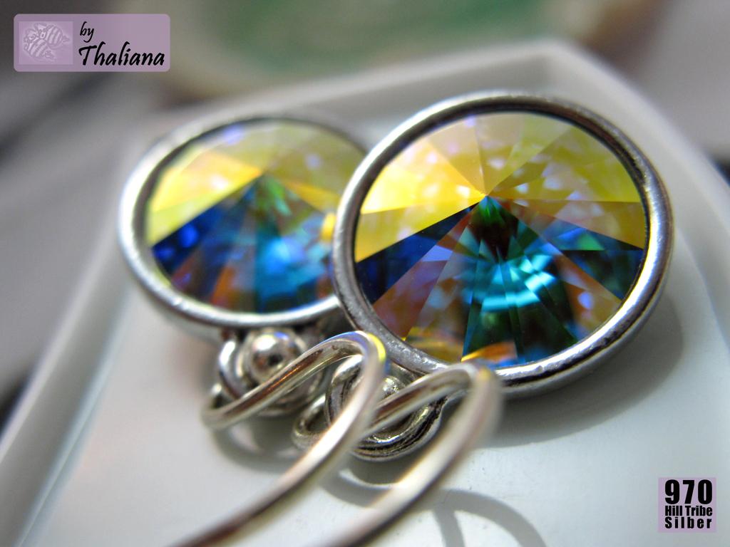 SILBER Ohrringe Funkeln Rivoli Sternenstaub