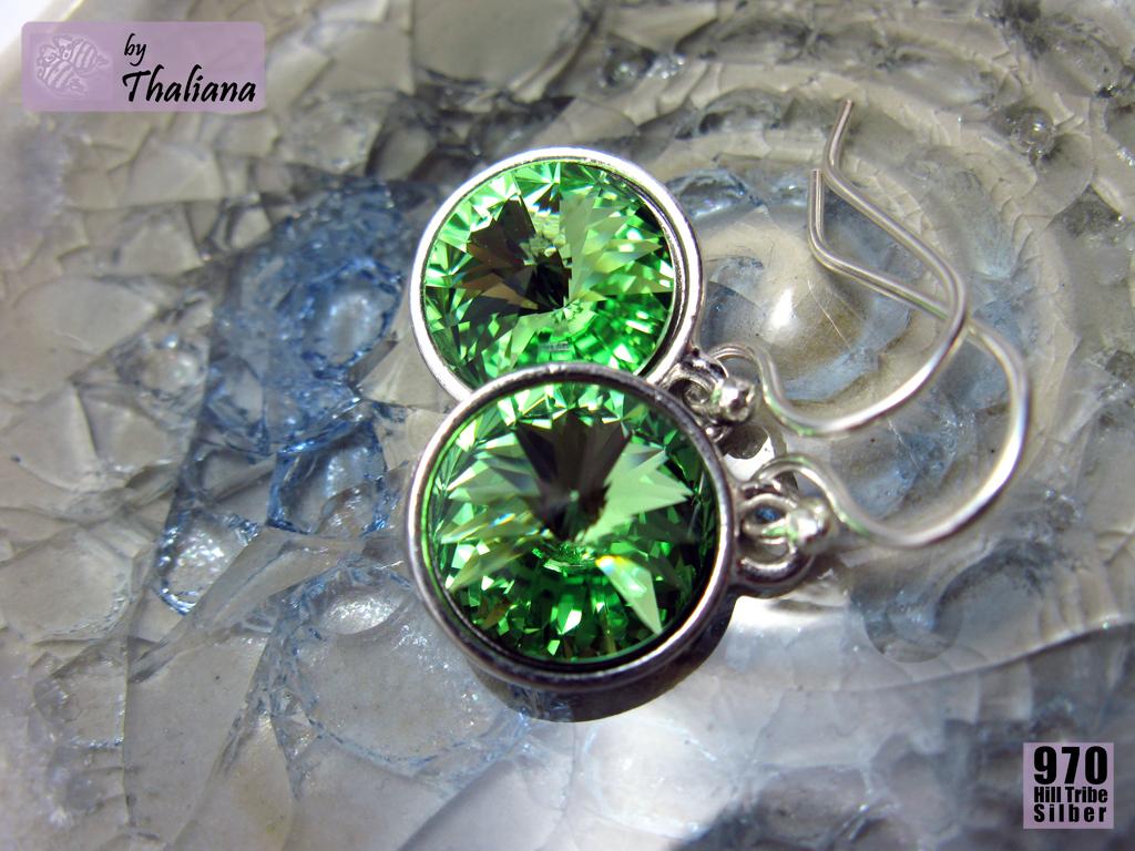Ohrringe Funkeln Rivoli Peridot grün Funkeln