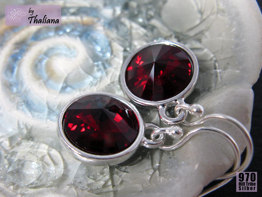 Ohrringe Funkeln RUBINROT Echtsilber