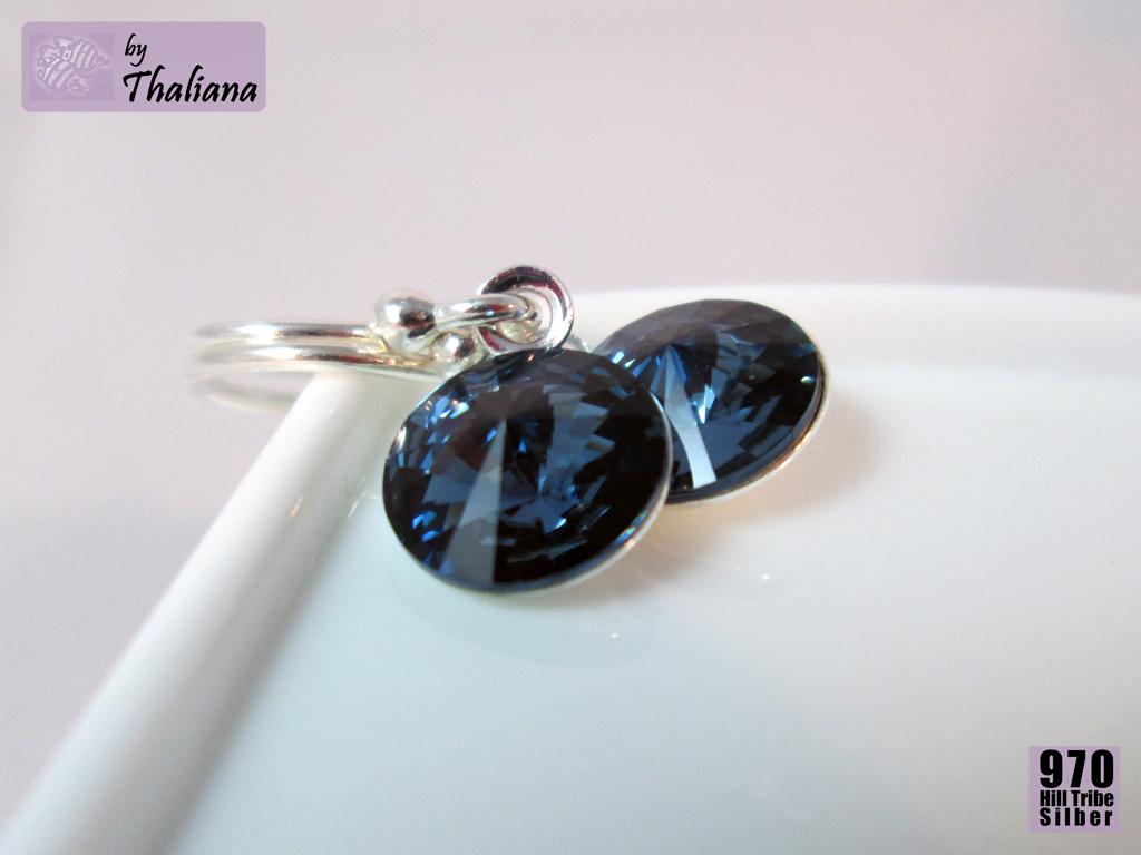 Mini-FUNKELei Jeans ECHT SILBER Ohrringe blau