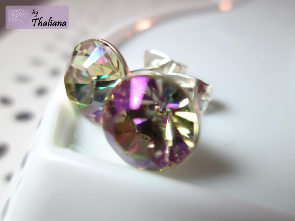 funkelnde Ohrstecker SEKT gelb-lila-grün