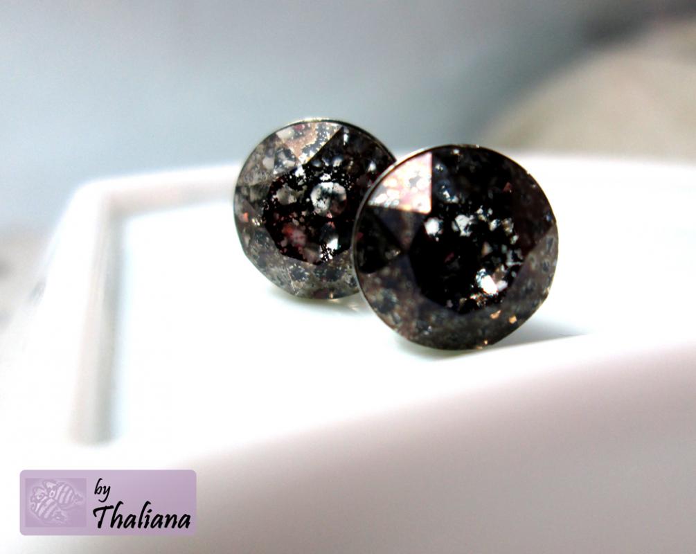 *Verwunschener Spiegel dunkel* Ohrstecker Funkeln