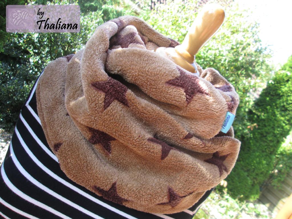 CARAMELSTERNE-brauner-Loop-Schal-Sterne-Loopschal