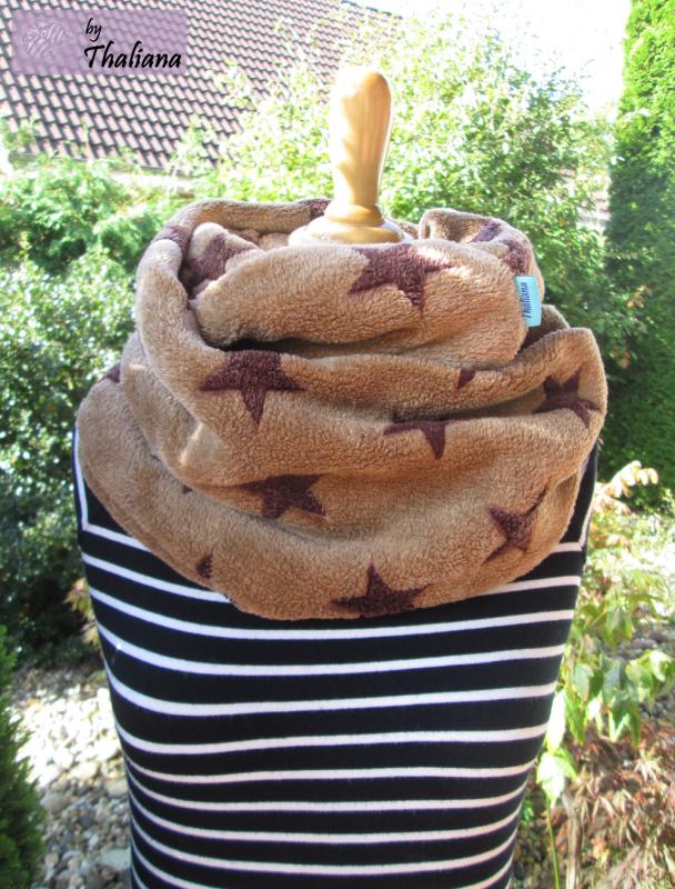 CARAMELSTERNE brauner Loop Schal Sterne Loopschal