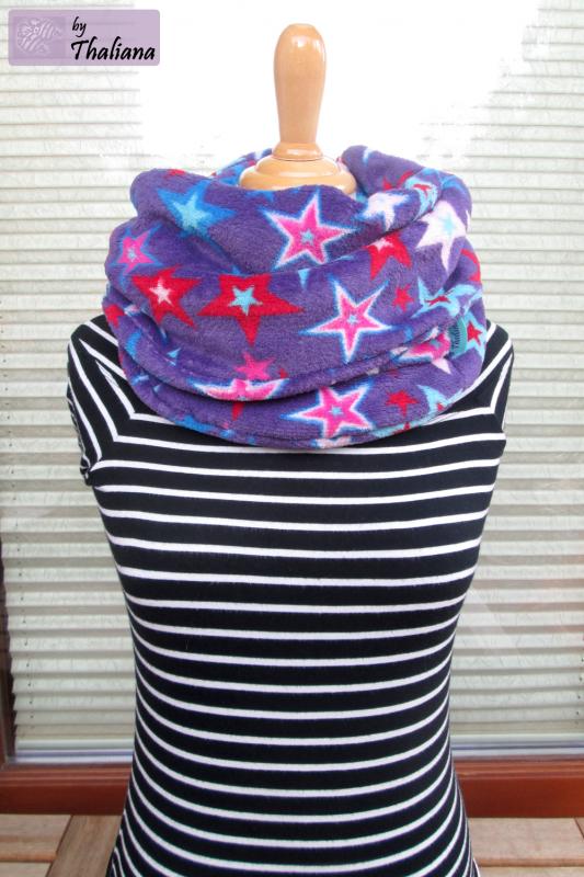 kuscheliger Loop STERNENHIMMEL lila Sterne Schal