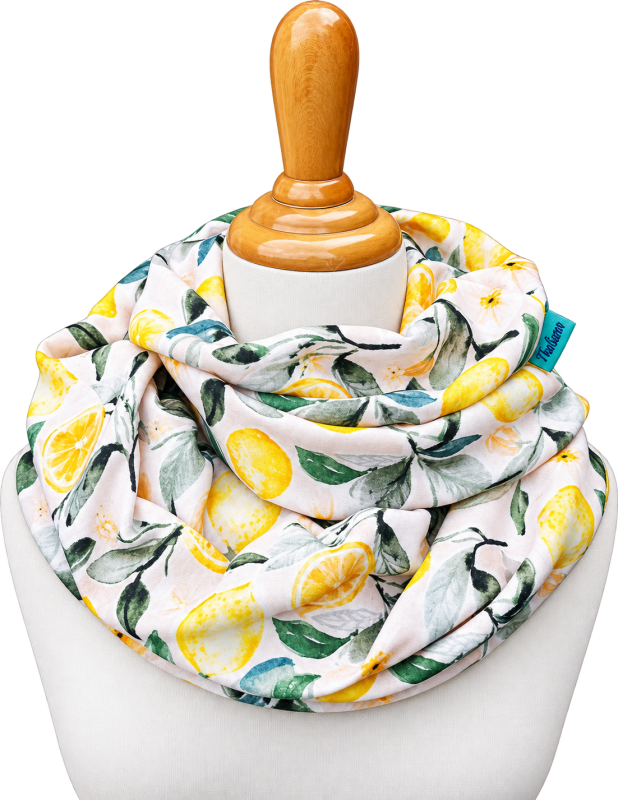 Musselin-Loop Schal mit Zitronenmotiv