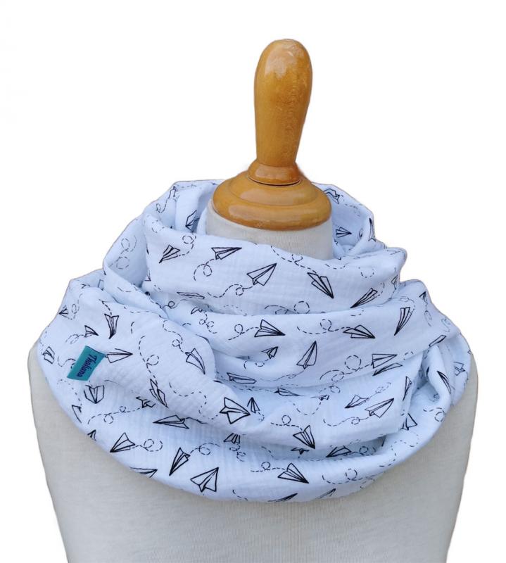 PAPIERFLIEGER weicher leichter Schal mit Papierfliegern aus Musselin