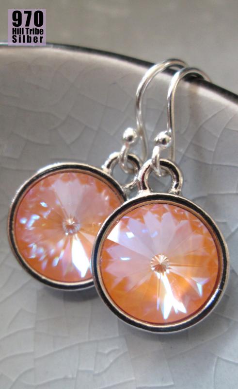 MYSTIC APRICOT apricotfarbene Ohrringe hellorange rosa Echtsilber funkelnde Ohrhänger