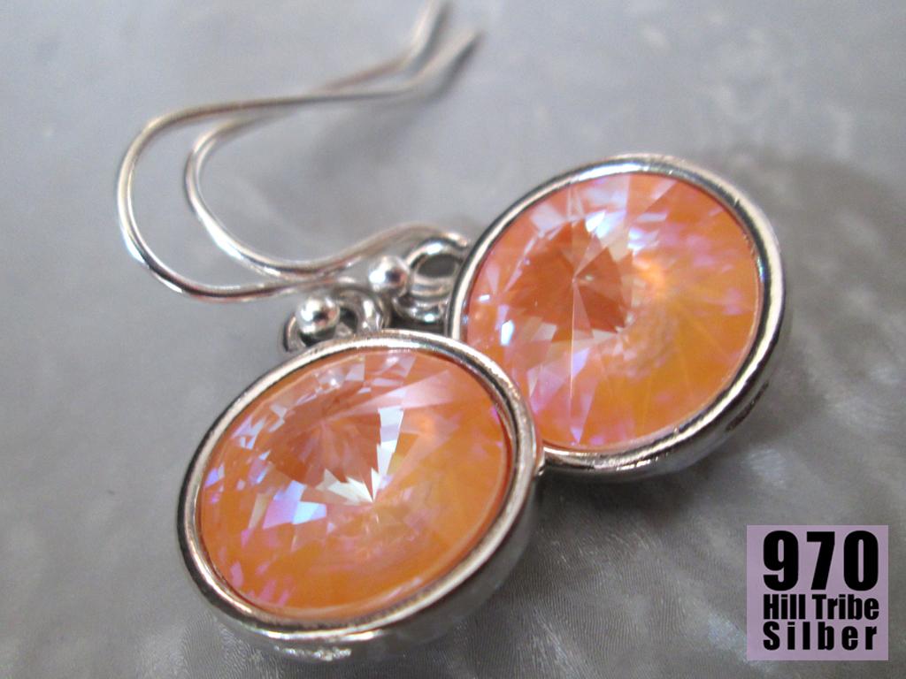 MYSTIC APRICOT apricotfarbene Ohrringe hellorange rosa Echtsilber funkelnde Ohrhänger