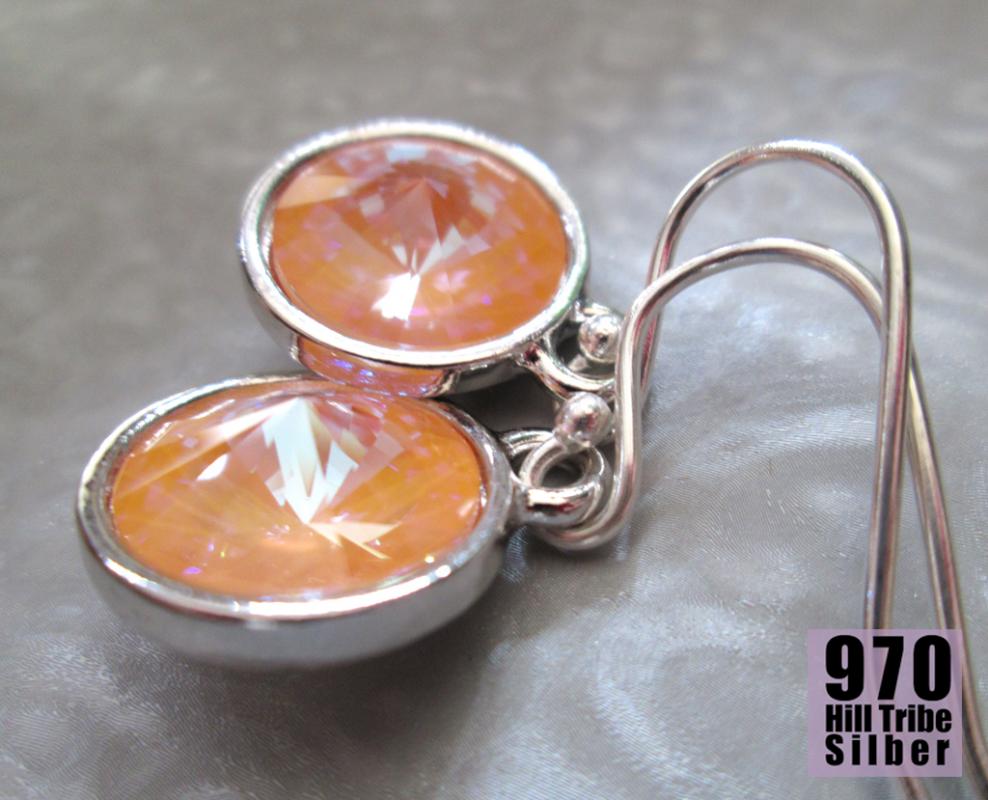 MYSTIC APRICOT apricotfarbene Ohrringe hellorange rosa Echtsilber funkelnde Ohrhänger