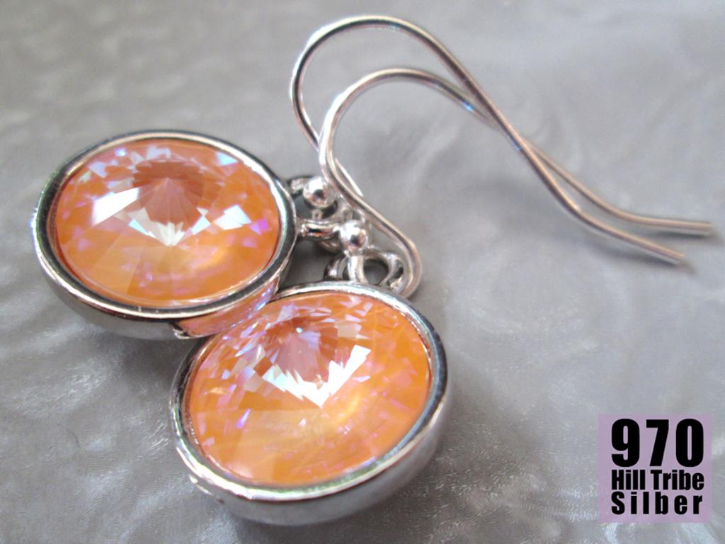 MYSTIC APRICOT apricotfarbene Ohrringe hellorange rosa Echtsilber funkelnde Ohrhänger