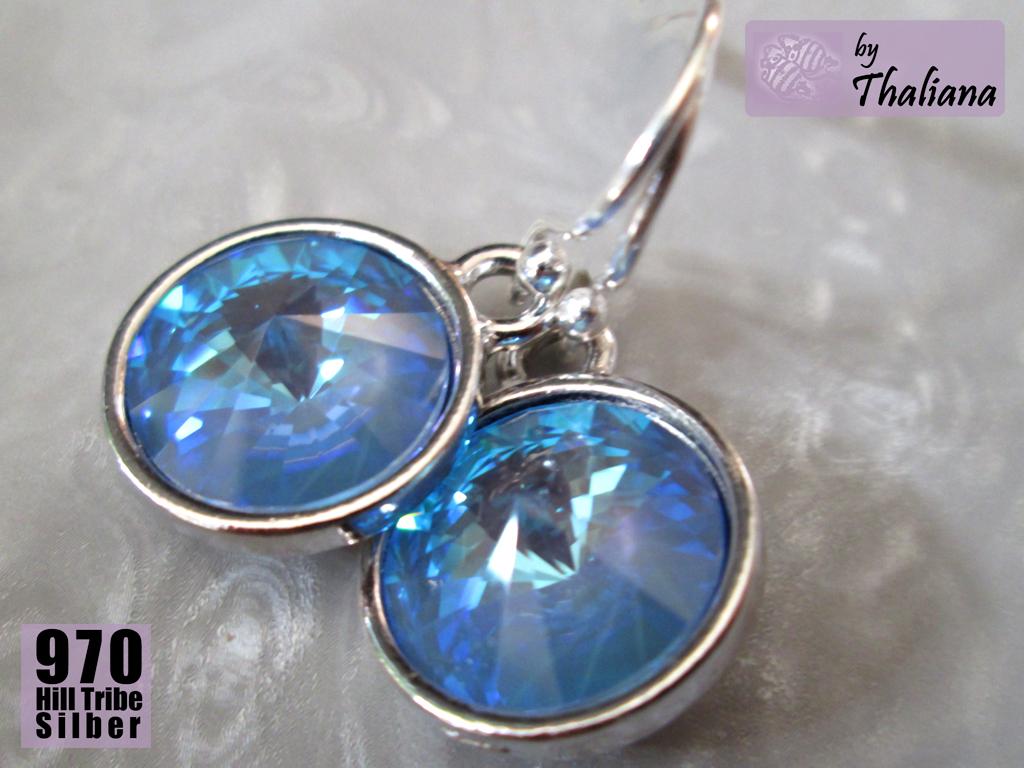 MYSTIC BLUE hellblaue Ohrringe lichtblau  Echtsilber funkelnde Ohrhänger