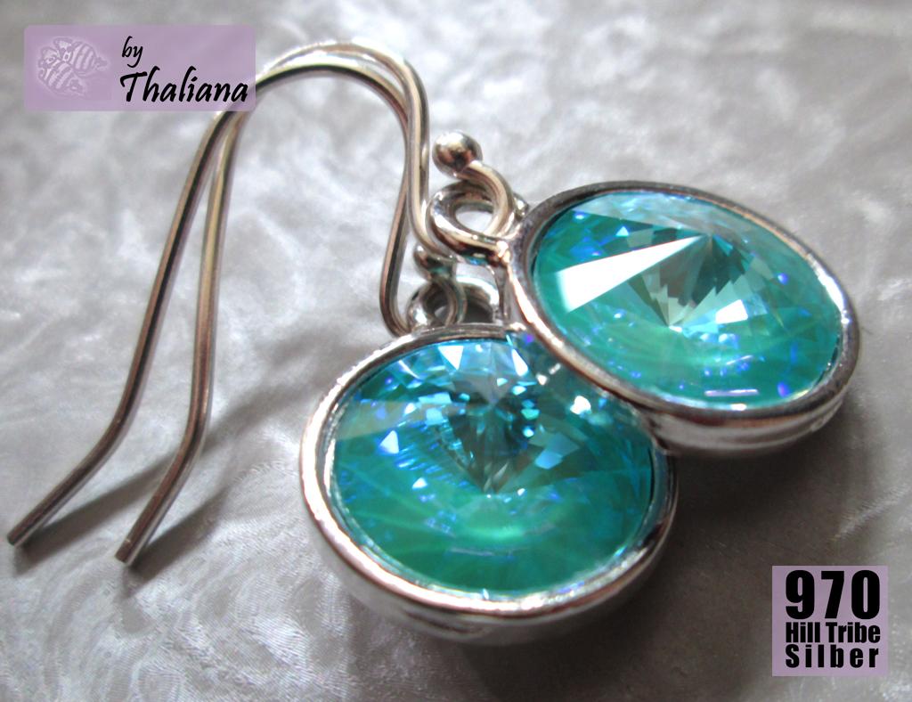 MYSTIC EMERALD grüne Ohrringe mit bläulichem Schimmer Echtsilber funkelnde Ohrhänger