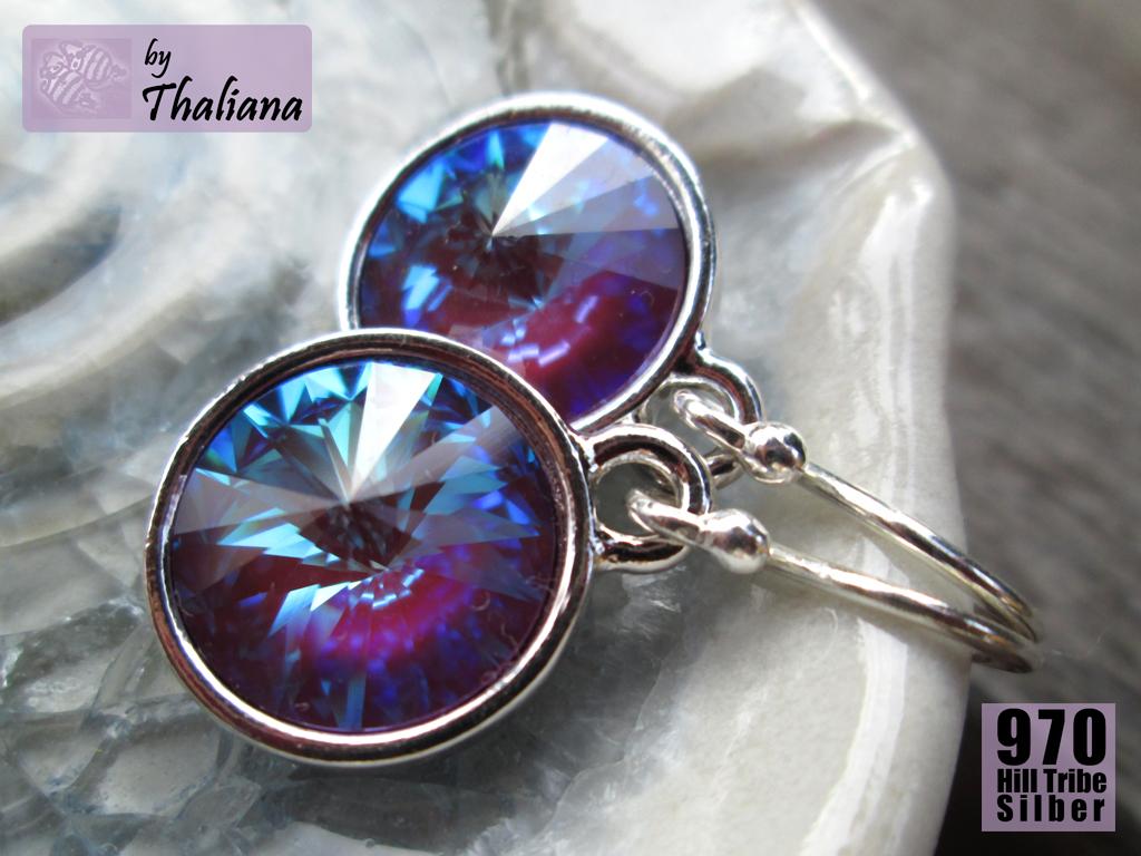 toll glitzernde Ohrringe MYSTIC PLUM lila beerenfarbene Echtsilber funkelnde Ohrhänger