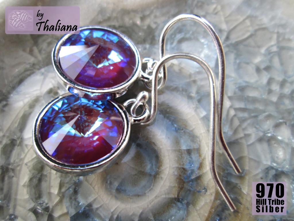 toll glitzernde Ohrringe MYSTIC PLUM lila beerenfarbene Echtsilber funkelnde Ohrhänger