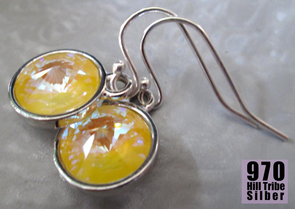 toll glitzernde Ohrringe MYSTIC SUN gelbe Ohrringe sonnengelb Echtsilber funkelnde Ohrhänger