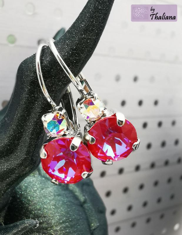 Ohrringe RUBYGLITZ Glitzer Ohrringe pink rot