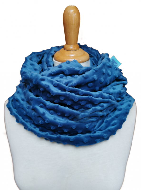 petrolblaue Punkte Loop kuscheliger Loopschal in petrol mit Hang nach BLAU :)