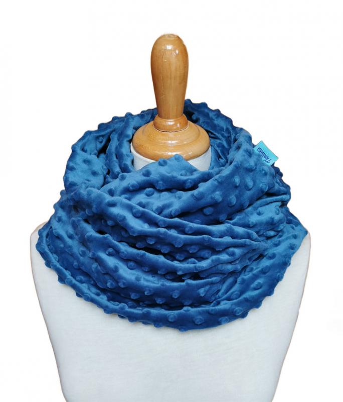 petrolblaue Punkte Loop kuscheliger Loopschal in petrol mit Hang nach BLAU :)