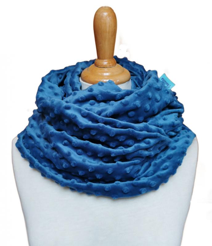 petrolblaue Punkte Loop kuscheliger Loopschal in petrol mit Hang nach BLAU :)