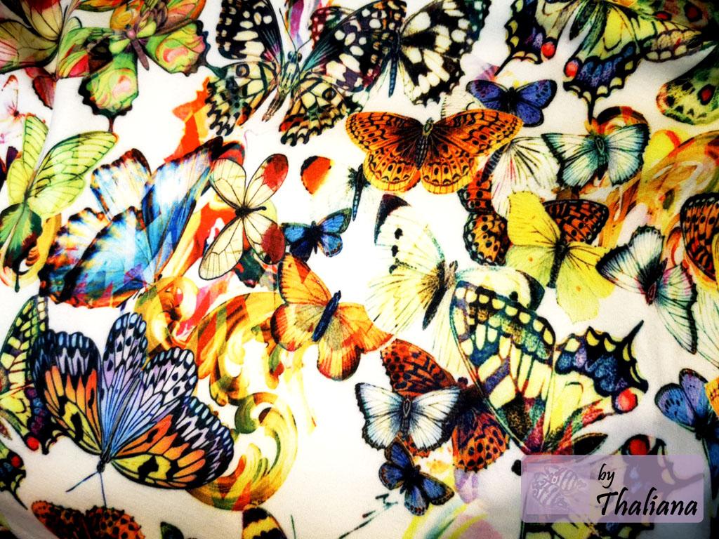 Schmetterlinge bunter Loopschal XXL kuschelig weiß