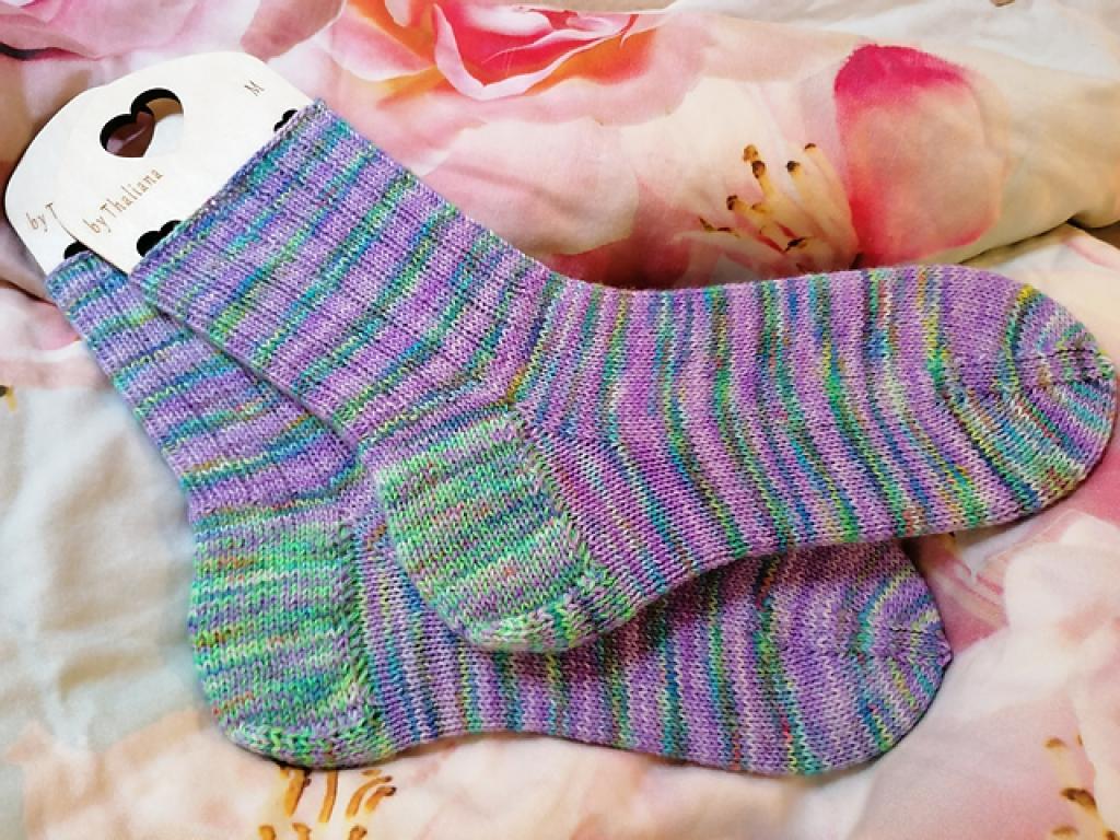 Socken (38)/39 UNIKAT handgestrickt warm waschbar pastell