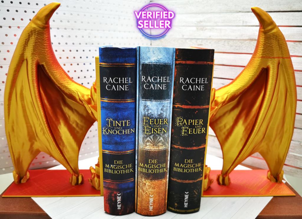 sChNäPpChEn DRACHENFLÜGEL Buchstützen groß 2er Set Unikatset 1 - nur einmal vorhanden!