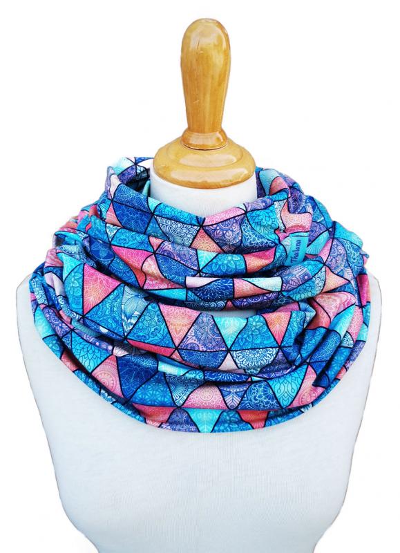 lässiger Jersey Schal mit geometrischen Mustern türkis Loop